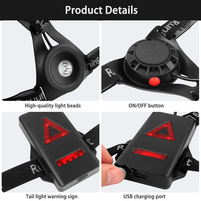 GloboStar® 79072 Φορητός Φακός Ασφαλείας Στήθους & Πλάτης για Ποδηλάτες & Runners με Φωτεινή Σήμανση LED XRE Q5 5W 600lm 200° - Ενσωματωμένη Μπαταρία 2000mAh DC 5V Επαναφορτιζόμενος με Καλώδιο Τροφοδοσίας USB 2.0 3 Modes Αδιάβροχος IP66 Ψυχρό Λευκό 6000K