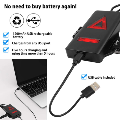 GloboStar® 79072 Φορητός Φακός Ασφαλείας Στήθους & Πλάτης για Ποδηλάτες & Runners με Φωτεινή Σήμανση LED XRE Q5 5W 600lm 200° - Ενσωματωμένη Μπαταρία 2000mAh DC 5V Επαναφορτιζόμενος με Καλώδιο Τροφοδοσίας USB 2.0 3 Modes Αδιάβροχος IP66 Ψυχρό Λευκό 6000K