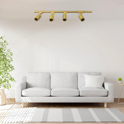 GloboStar® LEO 60360 Μοντέρνο Φωτιστικό Οροφής Ράγα Πολύφωτο 4 x GU10 IP20 Χρυσό Αλουμίνιο - Μ100 x Π6 x Υ20cm - 5 Χρόνια Εγγύηση