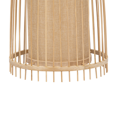 GloboStar® AZORES 01753 Boho Επιδαπέδιο Φωτιστικό Μονόφωτο 1 x E27 IP20 Μπεζ Ξύλο - Μ30 x Π30 x Υ90cm