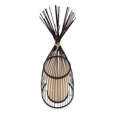 GloboStar® AZORES 01754 Boho Επιδαπέδιο Φωτιστικό Μονόφωτο 1 x E27 IP20 Καφέ & Μπεζ Ξύλο - Μ30 x Π30 x Υ90cm