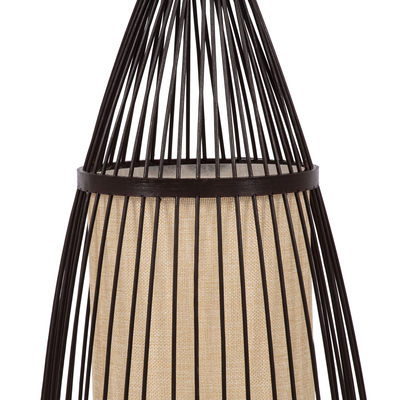 GloboStar® AZORES 01754 Boho Επιδαπέδιο Φωτιστικό Μονόφωτο 1 x E27 IP20 Καφέ & Μπεζ Ξύλο - Μ30 x Π30 x Υ90cm