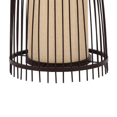 GloboStar® AZORES 01754 Boho Επιδαπέδιο Φωτιστικό Μονόφωτο 1 x E27 IP20 Καφέ & Μπεζ Ξύλο - Μ30 x Π30 x Υ90cm