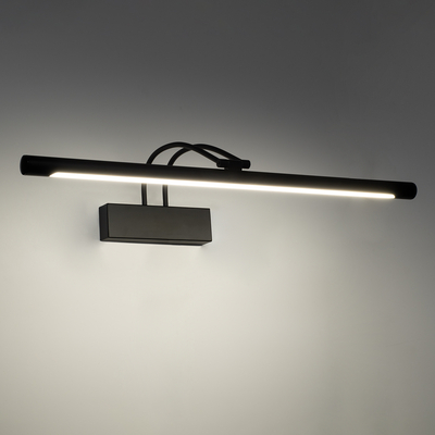 GloboStar® LAURA 60424 Μοντέρνο Φωτιστικό Τοίχου - Απλίκα Καθρέπτη Μπάνιου - Πίνακα LED 12W 1400lm 120° AC 220-240V IP44 Μ60 x Π27 x Υ13cm - Φυσικό Λευκό 4500K - Μαύρο - 3 Χρόνια Εγγύηση