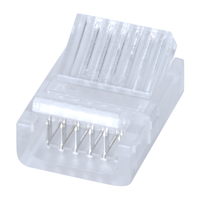 GloboStar® 70690 Ενωτικός Σύνδεσμος για Πολύχρωμη Ταινία LED RGB+CCT 12mm 6 PIN σε Καλώδιο Τροφοδοσίας Ατερμάτιστο 6 PIN Μ2.1 x Π1.6 x Υ0.7cm Διάφανο