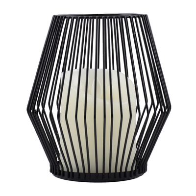 GloboStar® CANDLE 76493 Διακοσμητικό Realistic Κερί με LED Εφέ Κινούμενης Φλόγας - Μπαταρίας 2 x AA (Δεν Συμπεριλαμβάνονται) & Ασύρματο Χειριστήριο IR Θερμό Λευκό 2700K Dimmable Μαύρο Φ14 x Υ16cm