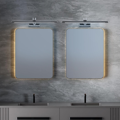 GloboStar® LAURA 60426 Μοντέρνο Φωτιστικό Τοίχου - Απλίκα Καθρέπτη Μπάνιου - Πίνακα LED 12W 1400lm 120° AC 220-240V IP44 Μ60 x Π27 x Υ13cm - Φυσικό Λευκό 4500K - Χρώμιο Νίκελ - 3 Χρόνια Εγγύηση