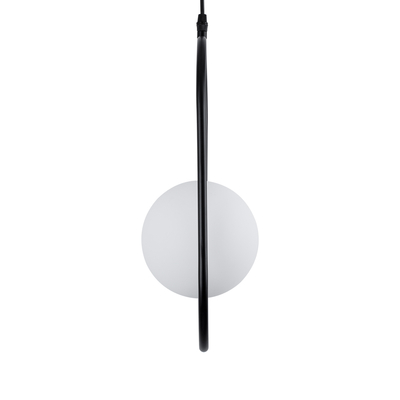 GloboStar® HAMBURG 00589 Μοντέρνο Κρεμαστό Φωτιστικό Μπάλα Μονόφωτο 1 x G9 Μαύρο Μέταλλο με Λευκό Γυαλί - Μ20 x Π15 x Υ40cm