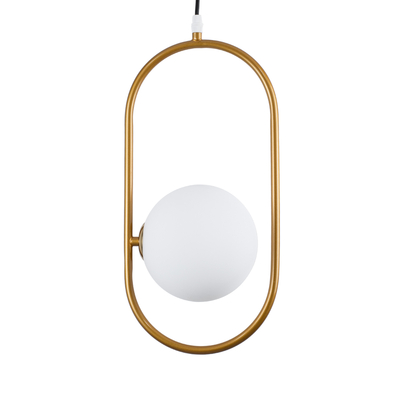 GloboStar® HAMBURG 00590 Μοντέρνο Κρεμαστό Φωτιστικό Μπάλα Μονόφωτο 1 x G9 Χρυσό Μέταλλο με Λευκό Γυαλί - Μ20 x Π15 x Υ40cm