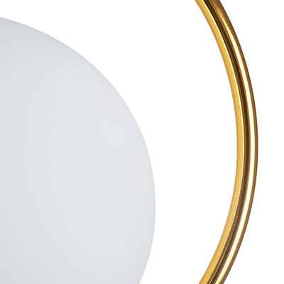 GloboStar® MADRID 00932 Μοντέρνο Κρεμαστό Φωτιστικό Μπάλα Μονόφωτο 1 x E27 IP20 Χρυσό Μέταλλο με Λευκό Γυαλί - Μ30 x Π20 x Υ30cm