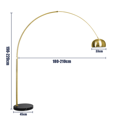GloboStar® PRAGUE 00992 Μοντέρνο Επιδαπέδιο Φωτιστικό Μονόφωτο 1 x E27 IP20 Χρυσό Αλουμίνιο με Μαύρο Μάρμαρο - Μ210 x Π45 x Υ220cm