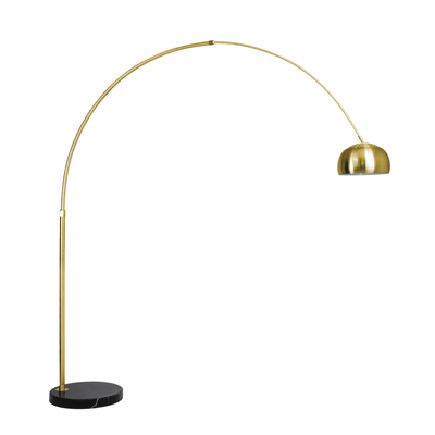 GloboStar® PRAGUE 00992 Μοντέρνο Επιδαπέδιο Φωτιστικό Μονόφωτο 1 x E27 IP20 Χρυσό Αλουμίνιο με Μαύρο Μάρμαρο - Μ210 x Π45 x Υ220cm