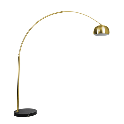 GloboStar® PRAGUE 00992 Μοντέρνο Επιδαπέδιο Φωτιστικό Μονόφωτο 1 x E27 IP20 Χρυσό Αλουμίνιο με Μαύρο Μάρμαρο - Μ210 x Π45 x Υ220cm