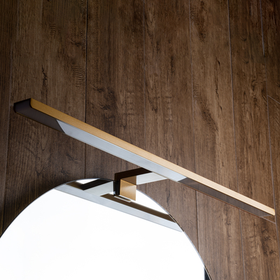 GloboStar® NINA 60423 Μοντέρνο Φωτιστικό Τοίχου - Απλίκα Καθρέπτη Μπάνιου - Πίνακα LED 12W 1400lm 120° AC 220-240V IP44 Μ60 x Π10.5 x Υ4cm - Φυσικό Λευκό 4500K - Χάλκινο - 3 Χρόνια Εγγύηση