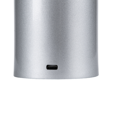 GloboStar® JOJO 76521 Μοντέρνο Επιτραπέζιο Φωτιστικό Πορτατίφ LED 1.5W 105lm 120° DC 5V Επαναφορτιζόμενο με Μπαταρία Li-ion 1800mAh - Διακόπτη Αφής με 3 Εναλλαγές Φωτισμού CCT Θερμό - Φυσικό - Ψυχρό 1500K - 4500K - 6000K Dimmable - D8 x H34cm - Ασημί