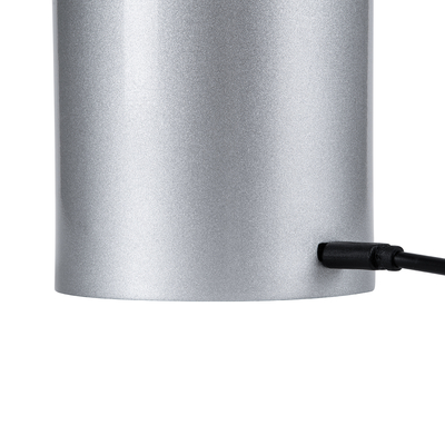 GloboStar® JOJO 76521 Μοντέρνο Επιτραπέζιο Φωτιστικό Πορτατίφ LED 1.5W 105lm 120° DC 5V Επαναφορτιζόμενο με Μπαταρία Li-ion 1800mAh - Διακόπτη Αφής με 3 Εναλλαγές Φωτισμού CCT Θερμό - Φυσικό - Ψυχρό 1500K - 4500K - 6000K Dimmable - D8 x H34cm - Ασημί