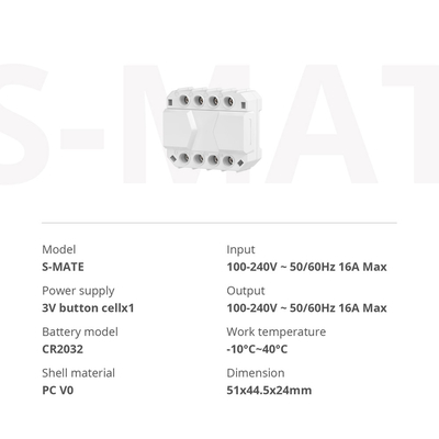 GloboStar® 80070 SONOFF S-MATE - Switch Mate 16A/3500W