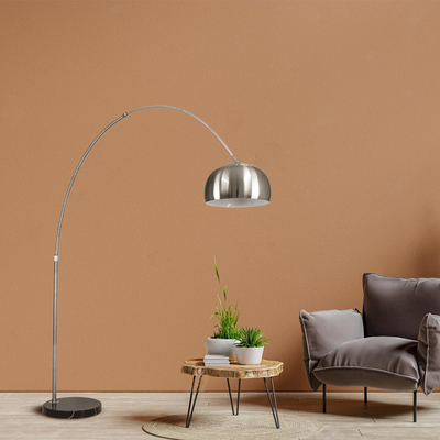 GloboStar® PRAGUE 00990 Μοντέρνο Επιδαπέδιο Φωτιστικό Μονόφωτο 1 x E27 IP20 Ασημί Αλουμίνιο με Μαύρο Μάρμαρο - Μ210 x Π45 x Υ220cm