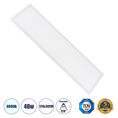 GloboStar® 60212 Χωνευτό LED Panel Milky Super Slim 120x30cm 48W 4800lm 120° CRI≥80Ra UGR