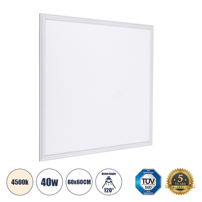 GloboStar® 60207 Χωνευτό LED Panel Milky Super Slim 60x60cm 40W 3800lm 120° CRI≥80Ra UGR