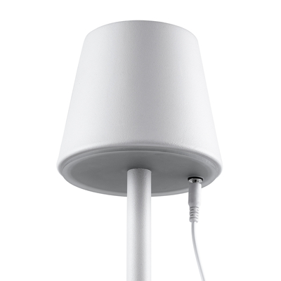 GloboStar® NEGA 60474 Μοντέρνο Επιτραπέζιο Φωτιστικό Πορτατίφ LED 2.2W 154lm 360° DC 5V Επαναφορτιζόμενο με Μπαταρία Li-ion 4000mAh - Διακόπτη Αφής - Θερμό Λευκό 2700K - Dimmable - D10 x H39cm - Λευκό - 2 Years Warranty