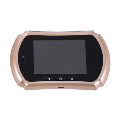 GloboStar® 86066 Επαναφορτιζόμενη Ψηφιακή Έξυπνη Camera Εξώπορτας 90° Μοιρών με Έγχρωμη Οθόνη 3.5 Inches - USB - Νυχτερινή Όραση με LED IR - Κουδούνι - Χρυσό