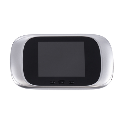 GloboStar® 86067 Επαναφορτιζόμενη Ψηφιακή Έξυπνη Camera Εξώπορτας 90° Μοιρών με Έγχρωμη Οθόνη 2.8 Inches - USB - Νυχτερινή Όραση με LED IR - Κουδούνι - Ασημί