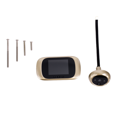 GloboStar® 86068 Επαναφορτιζόμενη Ψηφιακή Έξυπνη Camera Εξώπορτας 90° Μοιρών με Έγχρωμη Οθόνη 2.8 Inches - USB - Νυχτερινή Όραση με LED IR - Κουδούνι - Χρυσό