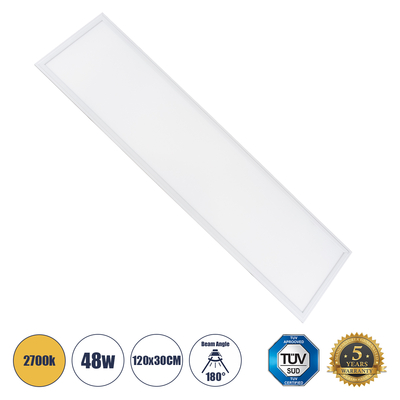 GloboStar® 60214 Χωνευτό LED Panel Milky Super Slim 120x30cm 48W 4320lm 120° CRI≥80Ra UGR