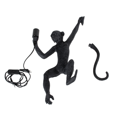 GloboStar® APES 01804 Μοντέρνο Επιτοίχιο Φωτιστικό Απλίκα Μονόφωτο 1 x E27 IP20 Μαύρο Πλαστικό - Μ34 x Π31 x Υ61cm