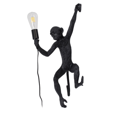 GloboStar® APES 01804 Μοντέρνο Επιτοίχιο Φωτιστικό Απλίκα Μονόφωτο 1 x E27 IP20 Μαύρο Πλαστικό - Μ34 x Π31 x Υ61cm