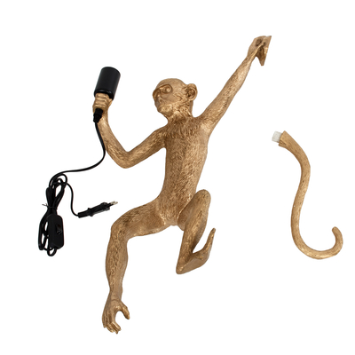 GloboStar® APES 01806 Μοντέρνο Επιτοίχιο Φωτιστικό Απλίκα Μονόφωτο 1 x E27 IP20 Χρυσό Πλαστικό - Μ34 x Π31 x Υ61cm