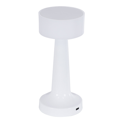 GloboStar® NANNA 76471 Μοντέρνο Επιτραπέζιο Φωτιστικό Πορτατίφ LED 1.5W 105lm 120° DC 5V Επαναφορτιζόμενο με Μπαταρία Li-ion 1800mAh - Διακόπτη Αφής με 3 Εναλλαγές Φωτισμού CCT Θερμό - Φυσικό - Ψυχρό 1500K - 4500K - 6000K Dimmable - D9 x 21cm - Λευκό