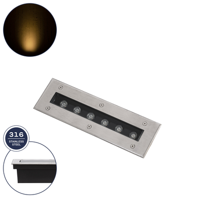 GLOBOSTAR® UNDERGROUND-REMVI 90190 Χωνευτή Μπάρα Φωτισμού Wall Washer LED 9W 990lm 10° DC 24V Αδιάβροχο IP68 Θερμό Λευκό 2700K Dimmable - Ανοξείδωτο Ατσάλι 304 - Μ30 x Π9 x Υ8.5cm - 3 Χρόνια Εγγύηση