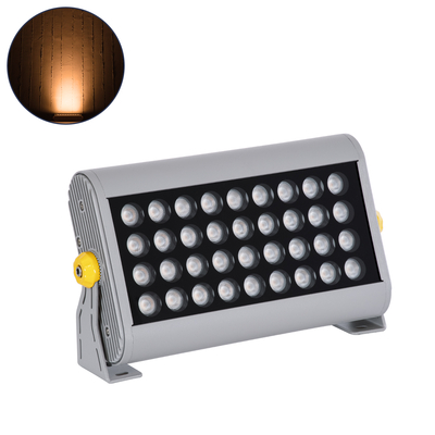 GloboStar® FLOOD-HENA 90445 Προβολέας Wall Washer για Φωτισμό Κτιρίων LED 36W 3060lm 30° AC 220-240V Αδιάβροχο IP67 Μ30 x Π6 x Υ17cm Αρχιτεκτονικό Πορτοκαλί 2200K - Ασημί - 3 Years Warranty