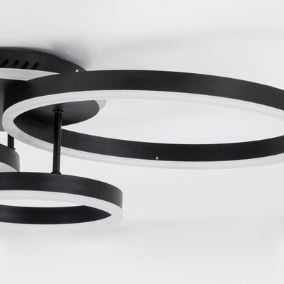 GloboStar® VENOM 61123 Φωτιστικό Οροφής Δαχτυλίδι-Κύκλος LED CCT 100W 12100lm 360° AC 220-240V - Εναλλαγή Φωτισμού μέσω Τηλεχειριστηρίου All In One Ψυχρό 6000k+Φυσικό 4500k+Θερμό 2700k Dimmable Φ25+30+40cm+BackLight - Μαύρο - 3 Years Warranty