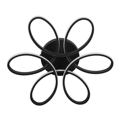 GloboStar® MARGARET 61400 Φωτιστικό Οροφής Design LED CCT 54W 6210lm 360° AC 220-240V - Εναλλαγή Φωτισμού μέσω Τηλεχειριστηρίου All In One Ψυχρό 6000k+Φυσικό 4500k+Θερμό 2700k Dimmable Φ57 x Υ12cm - Μαύρο - 3 Years Warranty