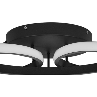 GloboStar® MARGARET 61400 Φωτιστικό Οροφής Design LED CCT 54W 6210lm 360° AC 220-240V - Εναλλαγή Φωτισμού μέσω Τηλεχειριστηρίου All In One Ψυχρό 6000k+Φυσικό 4500k+Θερμό 2700k Dimmable Φ57 x Υ12cm - Μαύρο - 3 Years Warranty