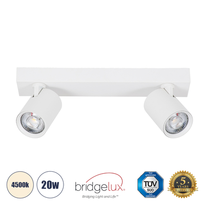 GloboStar® LEONARDO 60347 Μοντέρνο Φωτιστικό Οροφής Ράγα με Κινούμενα Σποτ LED Spot Downlight 20W 2400lm 60° AC 220-240V IP20 Μ32 x Π7 x Υ11.8cm - Λευκό - Φυσικό Λευκό 4500K - Bridgelux COB - 5 Years Warranty