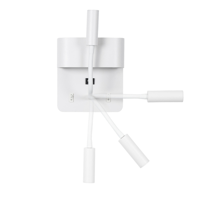 GloboStar® IBIS 61368 Μοντέρνο Φωτιστικό Τοίχου - Απλίκα Ξενοδοχείου Bed Side LED 10W 1100lm 36° & 360° AC 220-240V - Reading Light & Up/Down Light - Φορτιστής USB 3A - Μ10 x Π6.1 x Υ18cm - Φυσικό Λευκό 4500K - Λευκό