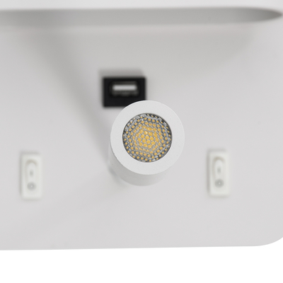 GloboStar® IBIS 61368 Μοντέρνο Φωτιστικό Τοίχου - Απλίκα Ξενοδοχείου Bed Side LED 10W 1100lm 36° & 360° AC 220-240V - Reading Light & Up/Down Light - Φορτιστής USB 3A - Μ10 x Π6.1 x Υ18cm - Φυσικό Λευκό 4500K - Λευκό
