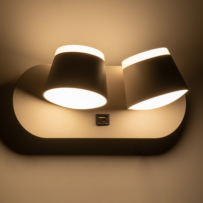 GloboStar® REGENCY 61377 Μοντέρνο Φωτιστικό Τοίχου - Απλίκα Ξενοδοχείου Reading Light με Φορτιστή USB 3A LED 16W 1840lm 120° AC 220-240V IP20 Φυσικό Λευκό 4500K - Λευκό - Μ16.5 x Π12 x Υ10cm - 3 Χρόνια Εγγύηση