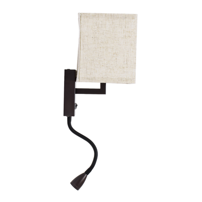 GloboStar® ROULETTE-S 61384 Μοντέρνο Φωτιστικό Τοίχου - Απλίκα Ξενοδοχείου Bed Side LED 3W 360lm & 1 x E27 36° & 360° AC 220-240V - Reading Up/Down Light - Φορτιστής USB 3A - Μ17 x Π20 x Υ37cm - Φυσικό Λευκό 4500K - Καφέ με Μπεζ Καπέλο - Σετ 2 Τεμαχίων