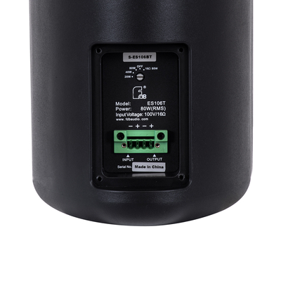 GloboStar® FDB ES106BT 98002 Facilities Speaker - Παθητικό Ηχείο Εγκαταστάσεων Επιτοίχιο με Μετασχηματιστή 100V & 16Ω - 80W RMS (320W Peak) - 1 x 6 Inches LF & 1 x 1 Inches HF - Αδιάβροχο IP65 - Μαύρο - Μ18.2 x Π22.4 x Υ36.2cm - Ζεύγος