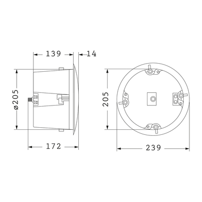 GloboStar® FDB C600T 98012 Facilities Speaker - Παθητικό Ηχείο Εγκαταστάσεων Χωνευτό Οροφής με Μετασχηματιστή 100V & 8Ω - 40W RMS (80W Peak) - 1 x 6 Inches LF & 1 x 1 Inches HF -  IP20 - Λευκό - Φ24 x Υ15.3cm