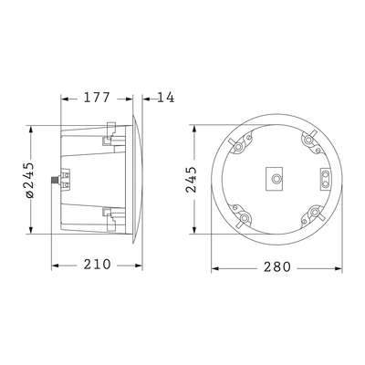 GloboStar® FDB C800T 98013 Facilities Speaker - Παθητικό Ηχείο Εγκαταστάσεων Χωνευτό Οροφής με Μετασχηματιστή 100V & 8Ω - 50W RMS (100W Peak) - 1 x 8 Inches LF & 1 x 1 Inches HF -  IP20 - Λευκό - Φ28 x Υ19.1cm