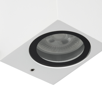 GloboStar® BURANO 60614 Φωτιστικό Τοίχου - Απλίκα Αρχιτεκτονικού Φωτισμού Εξωτερικού Χώρου Up & Down Αλουμινίου με Ντουί 2 x GU10 AC 220-240V Αδιάβροχο IP65 L15 x W8 x H6.8cm - Λευκό -  5 Years Warranty