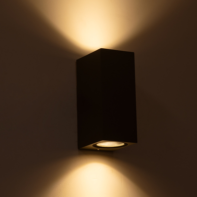 GloboStar® BURANO 60614 Φωτιστικό Τοίχου - Απλίκα Αρχιτεκτονικού Φωτισμού Εξωτερικού Χώρου Up & Down Αλουμινίου με Ντουί 2 x GU10 AC 220-240V Αδιάβροχο IP65 L15 x W8 x H6.8cm - Λευκό -  5 Years Warranty