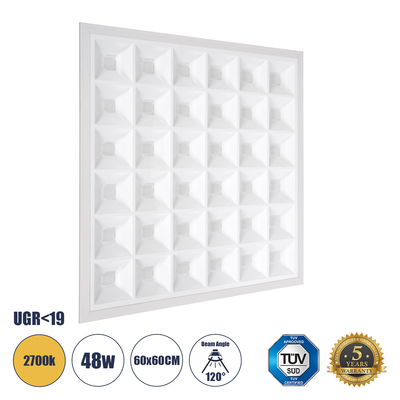 GloboStar® ZEUS 60970 Χωνευτό LED Panel 60x60cm 48W 6960lm 120° CRI≥86Ra UGR