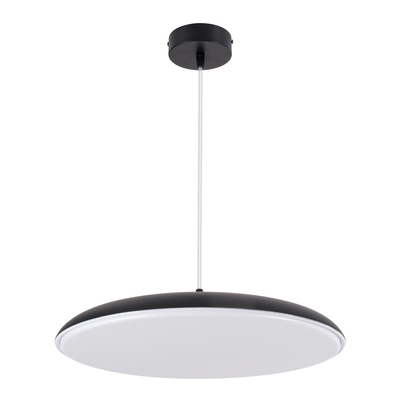 GloboStar® BARON 61254 Κρεμαστή Πλαφονιέρα Οροφής LED CCT 24W 2880lm 120° AC 220-240V - Εναλλαγή Φωτισμού μέσω Διακόπτη On/Off All In One Ψυχρό 6000k+Φυσικό 4500k+Θερμό 2700k Φ40 x Υ10cm - Μαύρο - 3 Years Warranty